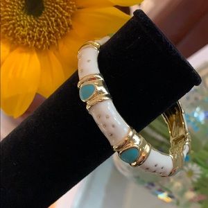White,gold, turquoise enamel bracelet